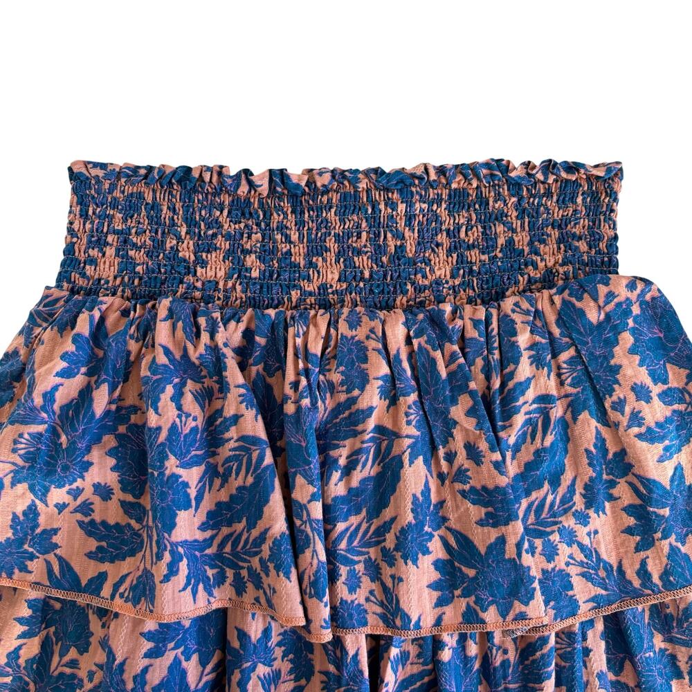 Universal Thread Pink & Blue Smocked Tiered Cotton Mini Skirt Womens Size Medium - Picture 2 of 7